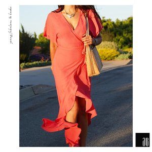 Young Fabulous and Broke YFB Coral Ruffle Maxi